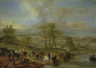 Departing for the Hunt and Fishing in the River by Philips Wouwerman